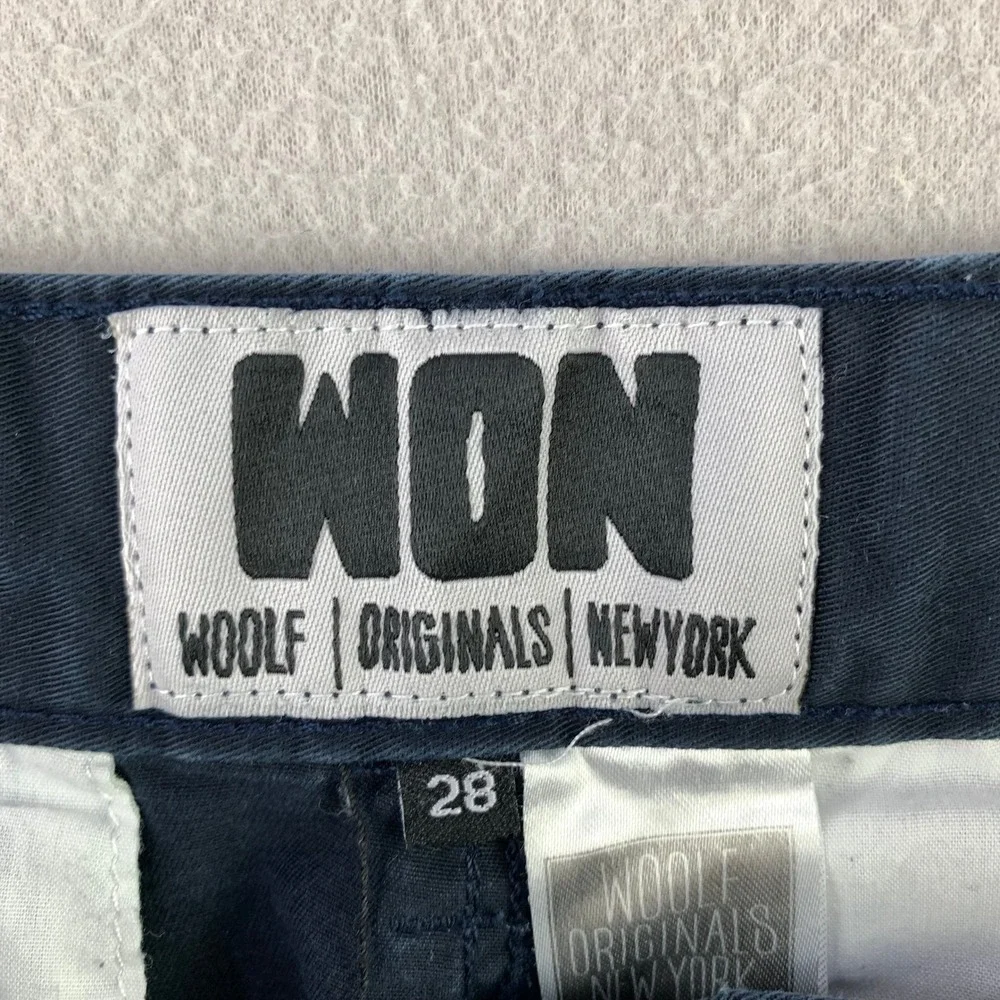 Woolf Originals NY Chinos Men 28 Navy Blue Cotton Twill Slim-Fit Trousers WON